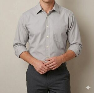 Alexander Julian Tan Grey Long Sleeve Dress Shirt Size 15.5